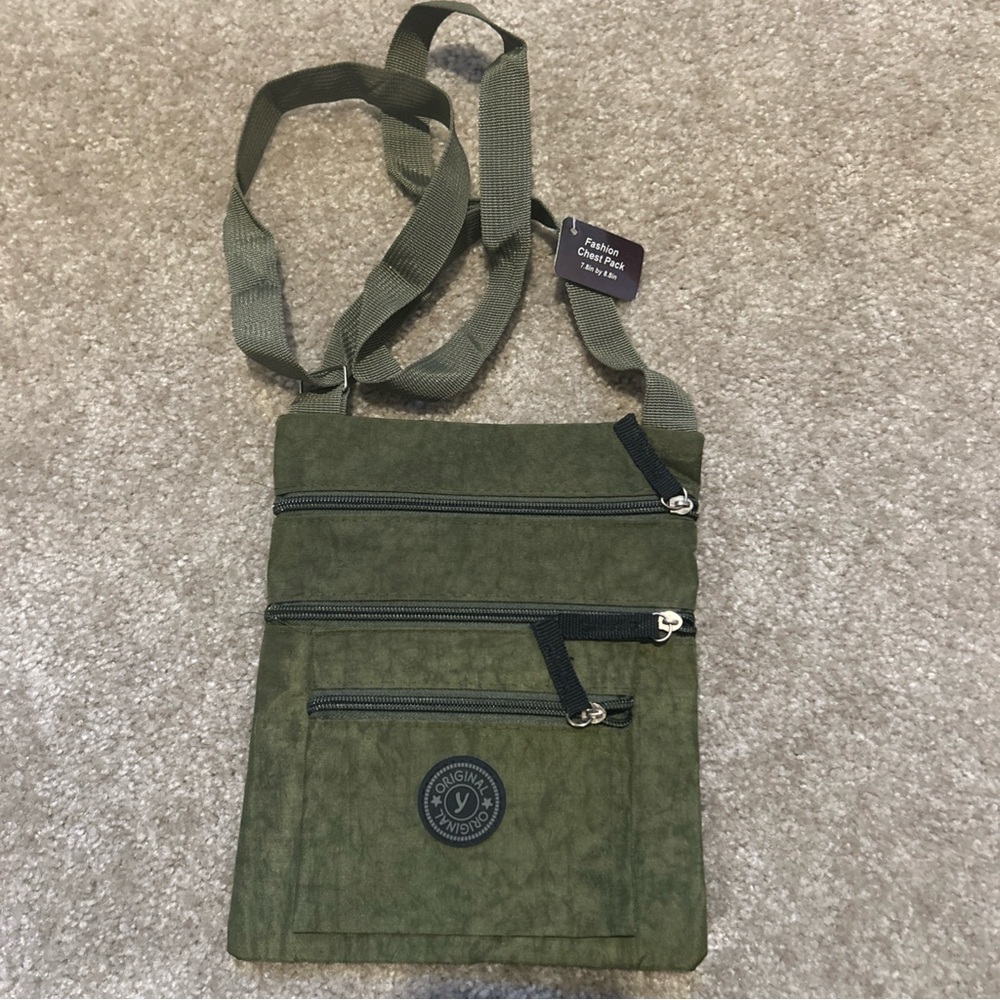 NWT GRACE ORIGINAL Y CROSSBODY NYLON Purse WATERPROOF SHOULDER BAG GREEN